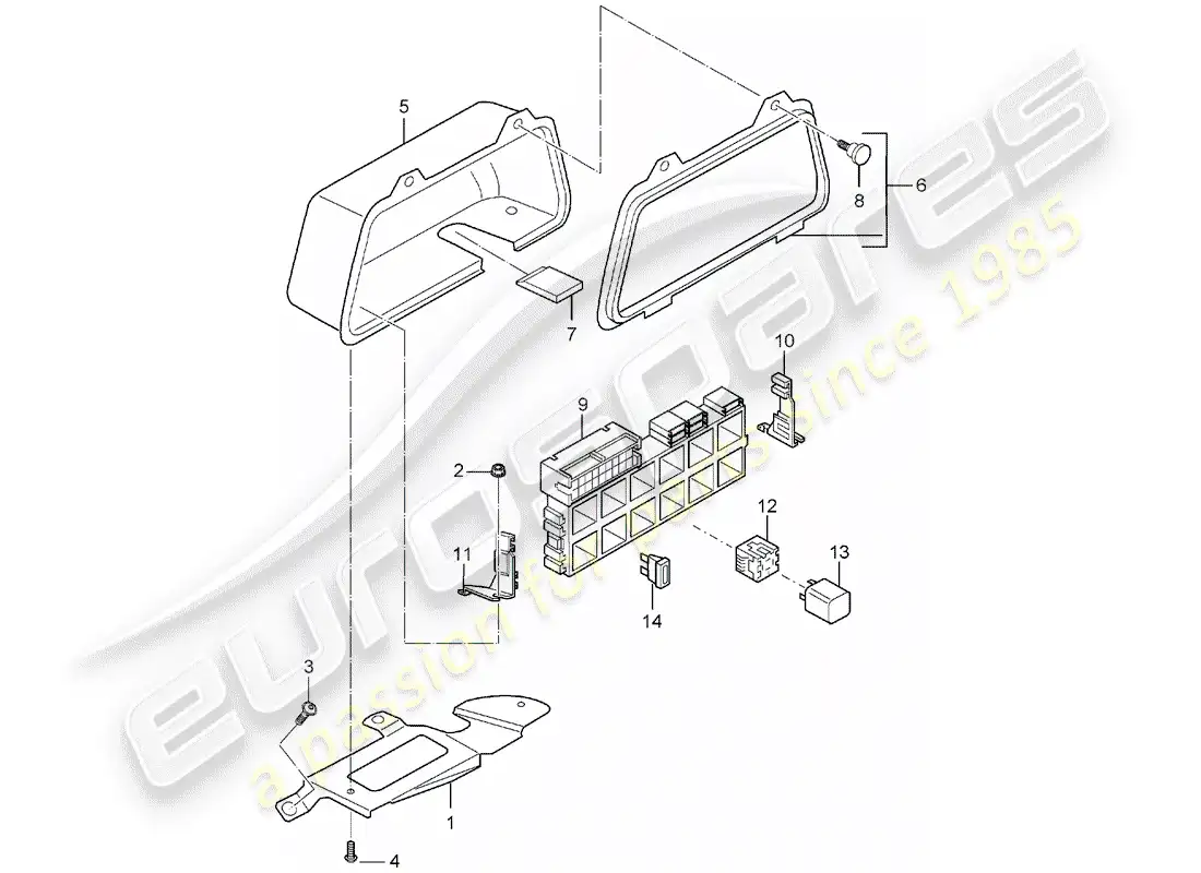 porsche 2006 (carrera gt) caja de fusibles/placa de relé - extremo trasero diagrama de piezas