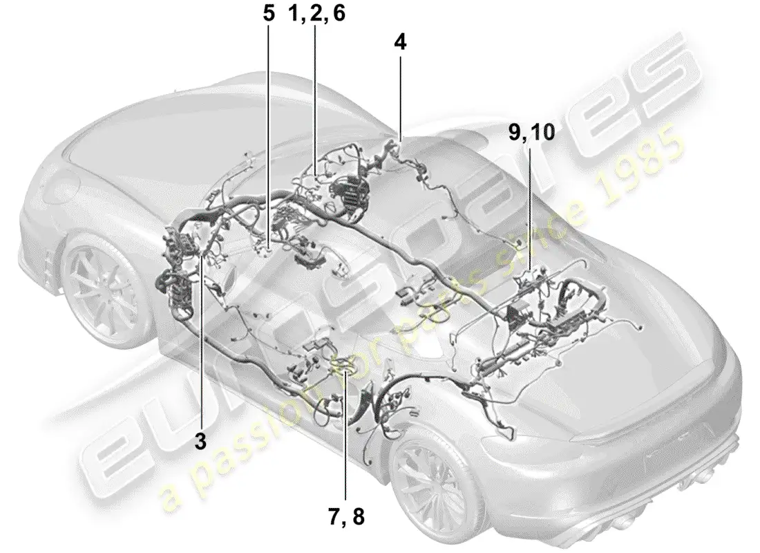 porsche 2019 (718 boxster spyder) cableando arneses diagrama de piezas
