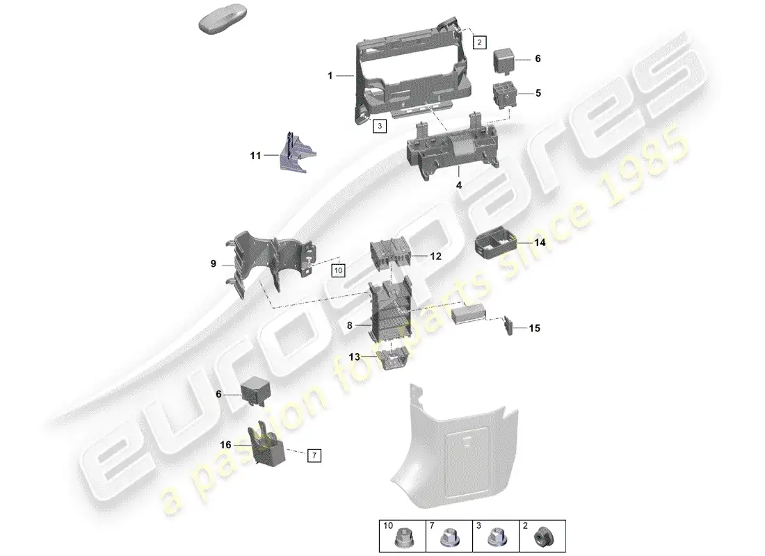 porsche 2019 (718 boxster spyder) caja de fusibles/placa de relés diagrama de piezas