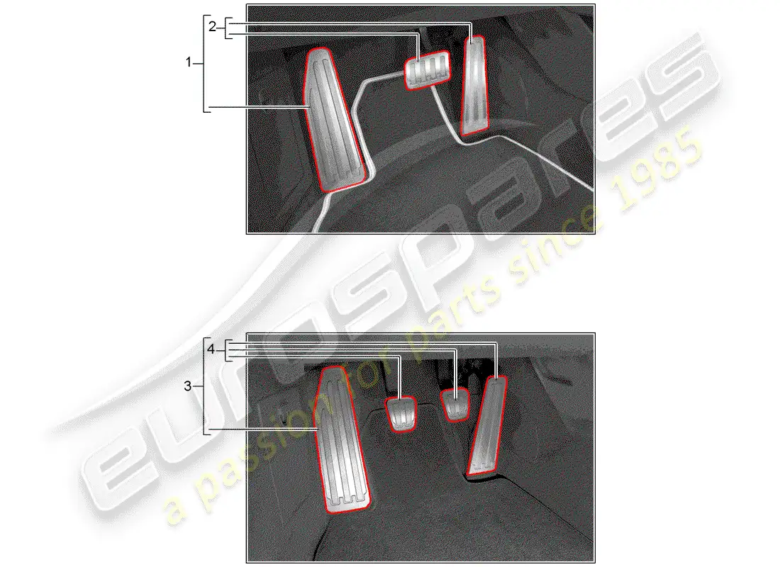 porsche 2012 (tequipment 98x/99x) tapa de pedal diagrama de piezas