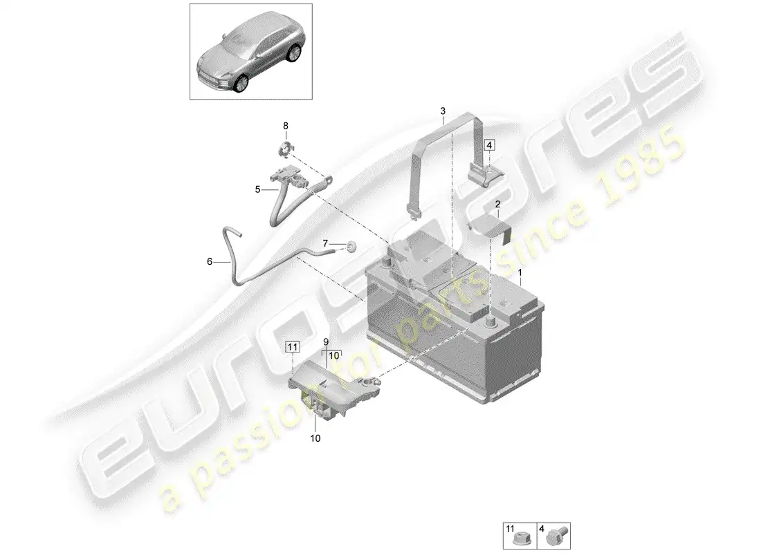 porsche 2019 (macan) batería diagrama de piezas