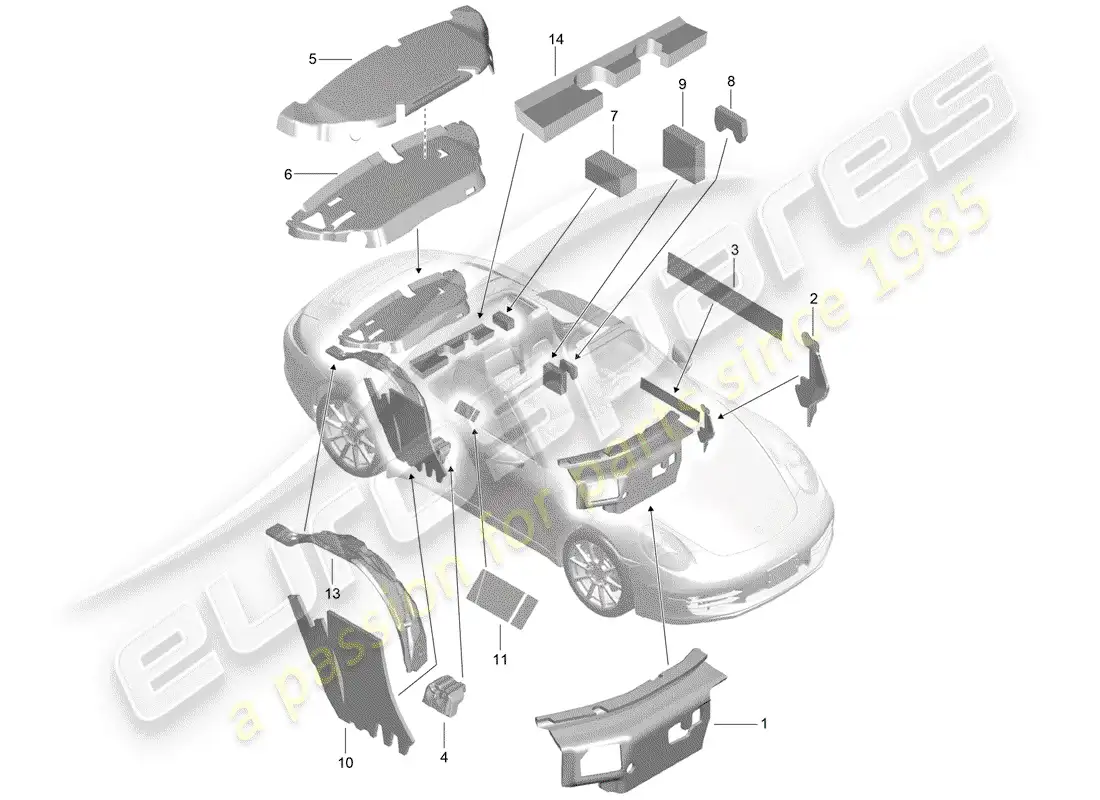 porsche 2013 (991-1) carrocería diagrama de piezas