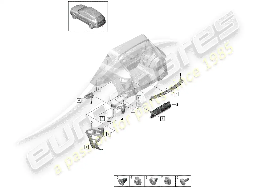 porsche 2018 (cayenne e3 9ya/9yb) fasteners diagrama de piezas