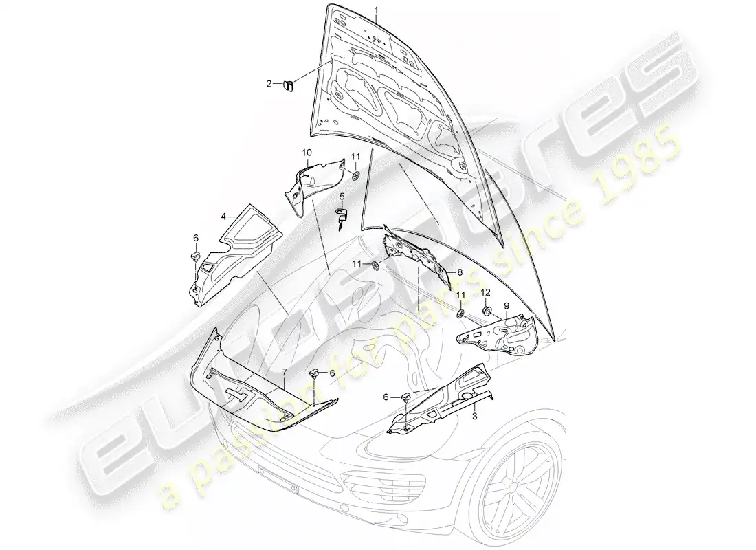 porsche 2013 (cayenne e2 92a) diagrama de piezas del absorbedor de sonido