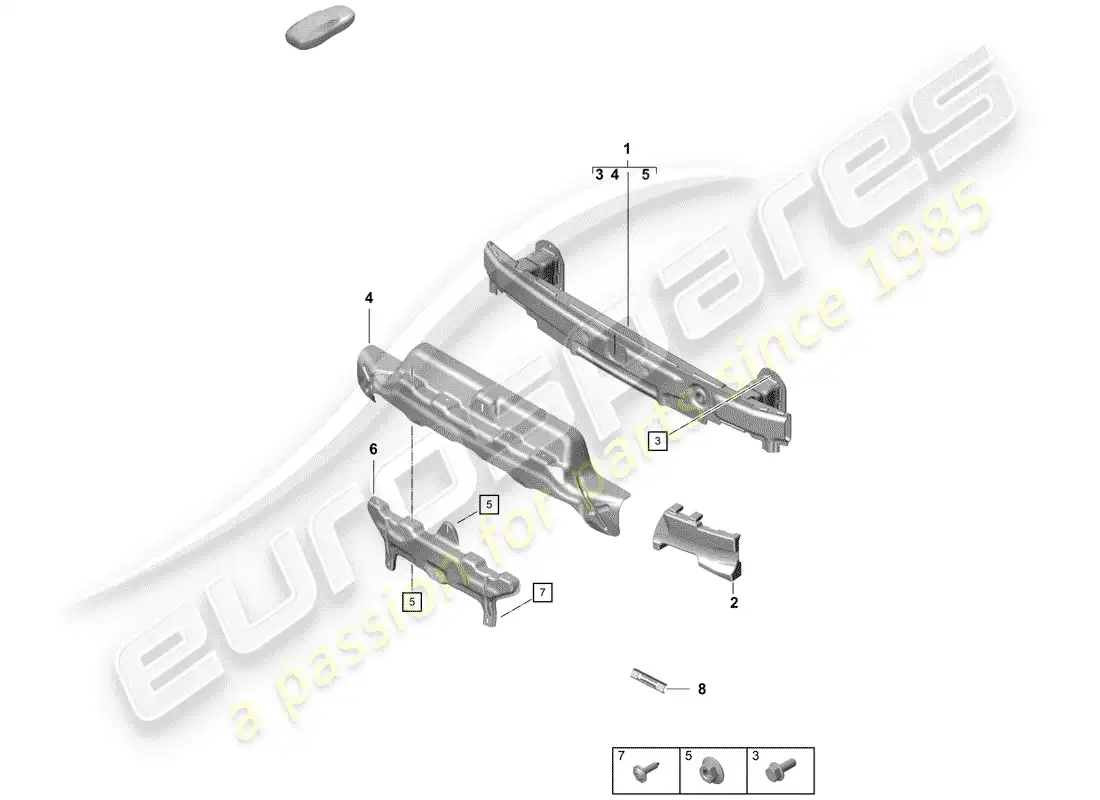 porsche 2020 (718 boxster spyder) soporte de parachoques diagrama de piezas
