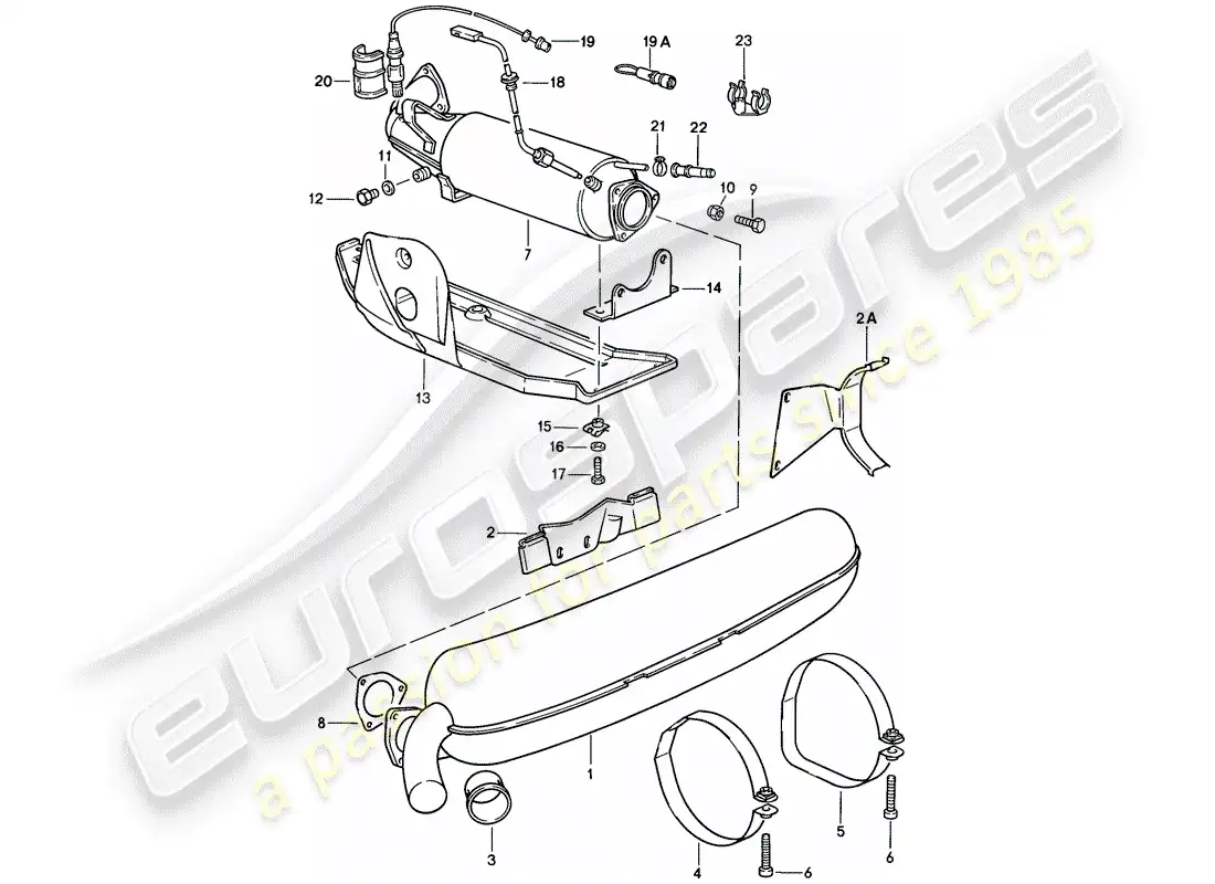 porsche 1987 (911) sistema de escape diagrama de piezas