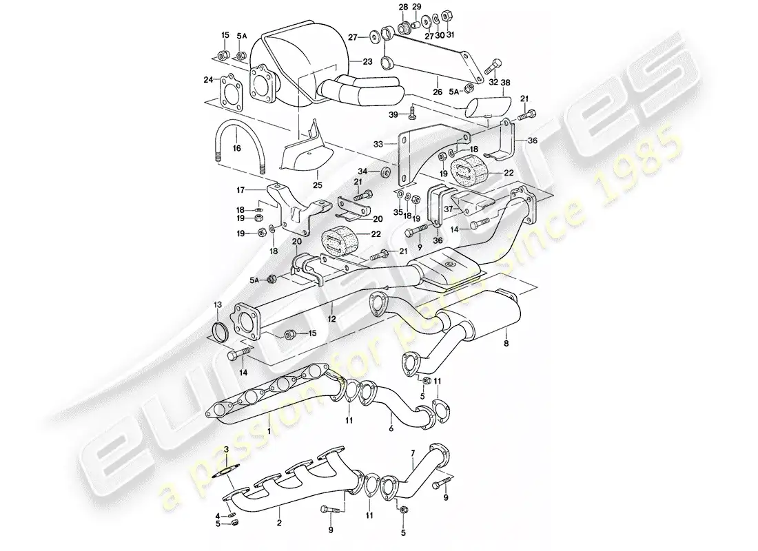 porsche 1978 (928) sistema de escape - d - mj 1978>> - mj 1978 diagrama de piezas