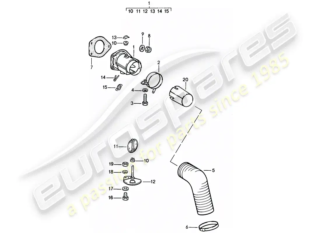 porsche 1985 (911) suministro de aire de calefacción diagrama de piezas