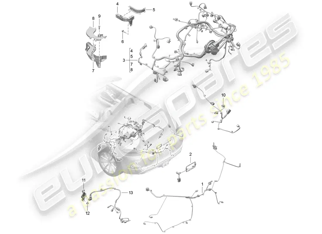 porsche 2019 (718 boxster) cableando arneses diagrama de piezas