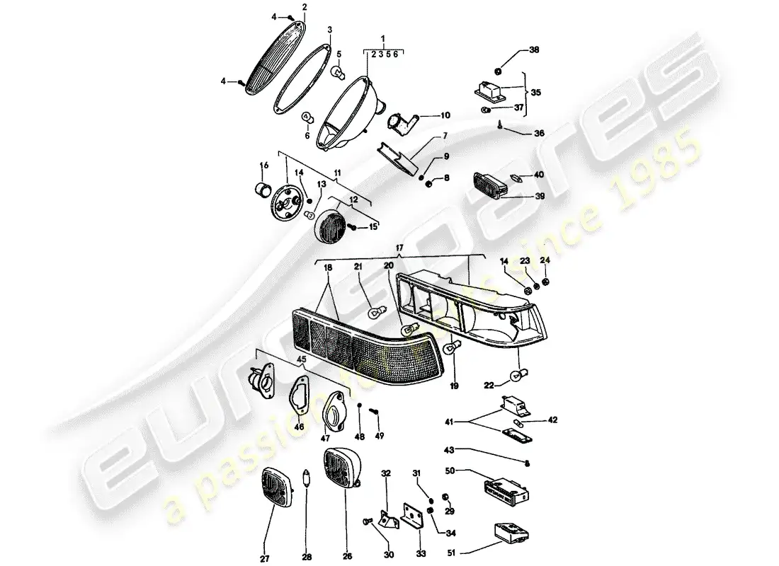 porsche 1972 (914) luz de la cola diagrama de piezas