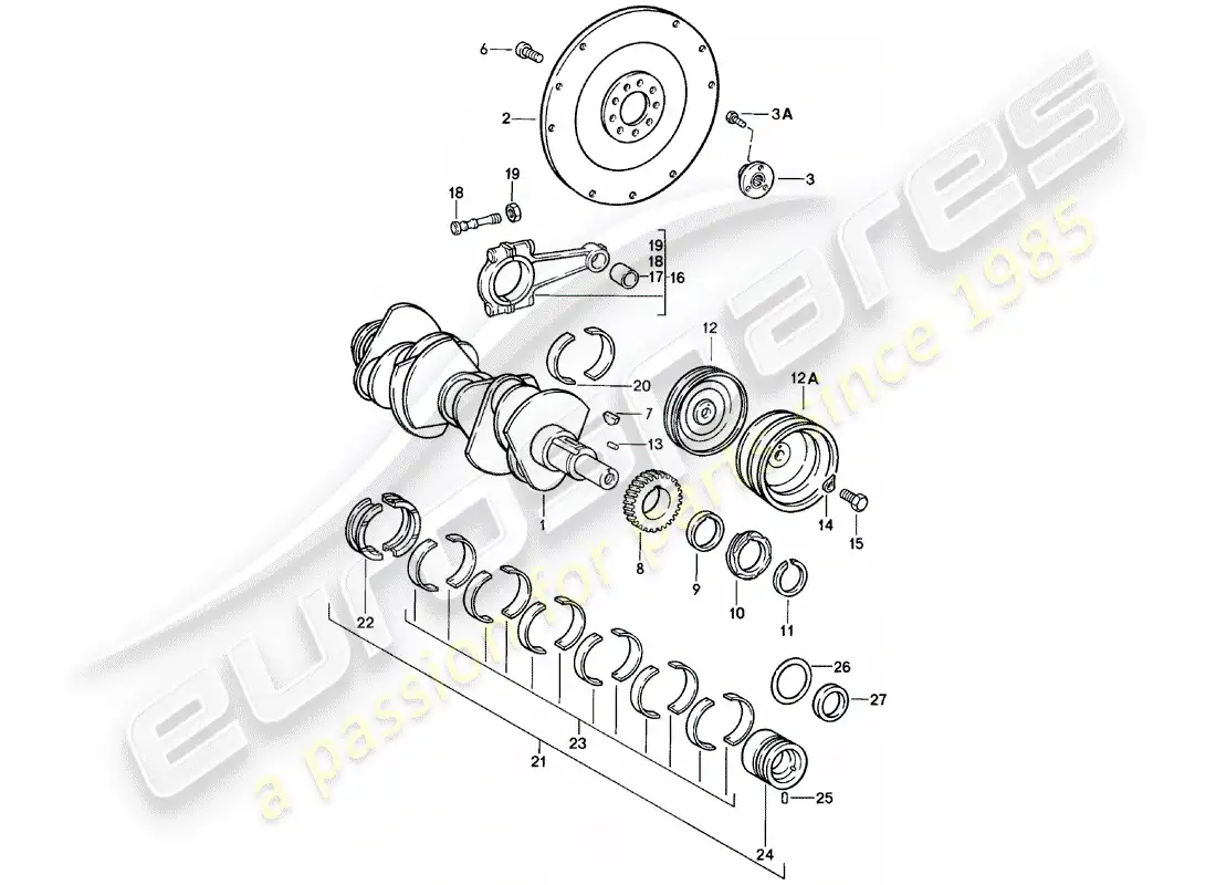 porsche 1980 (911) cigüeñal diagrama de piezas