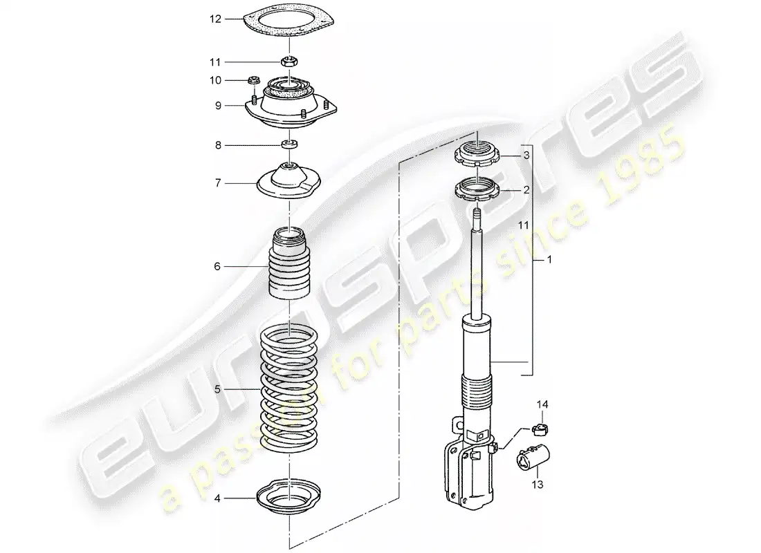 porsche 1996 (993) suspensión - puntal amortiguador - nuevo diseño - ver información técnica - grupo 4 - nr. 145/15 - no. 7/16 - modificación - accesorios - atención diagrama de piezas