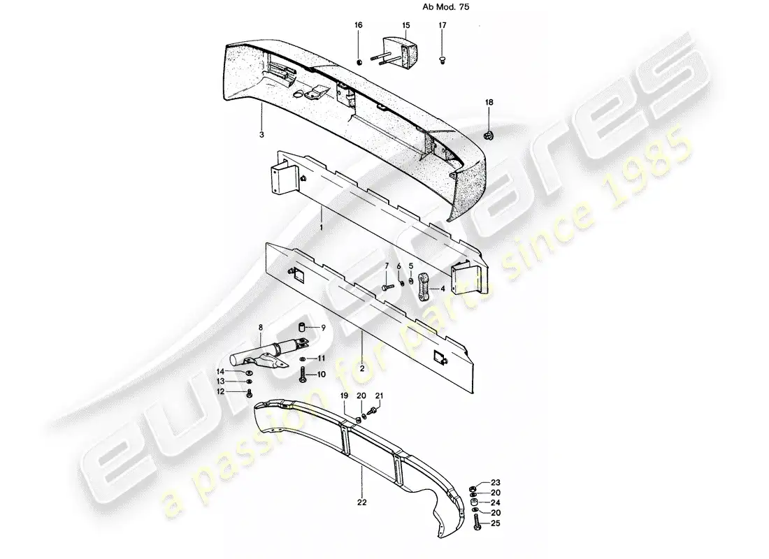 porsche 1974 (914) parachoques - d - mj 1975>> diagrama de piezas