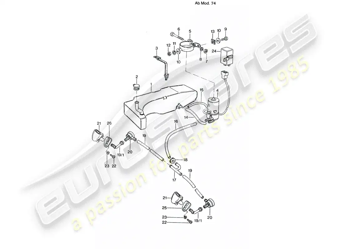 porsche 1971 (914) sistema arandela - d - mj 1974>> diagrama de piezas