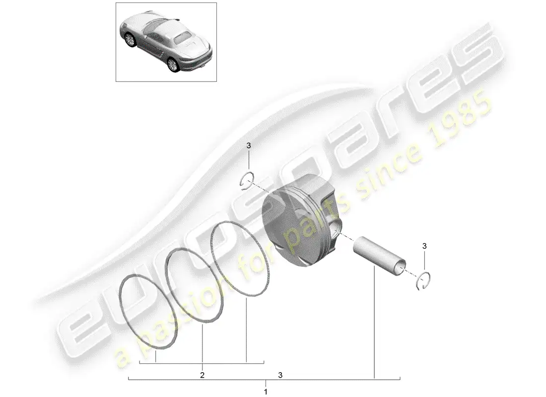 porsche 2017 (718 boxster) pistón diagrama de piezas