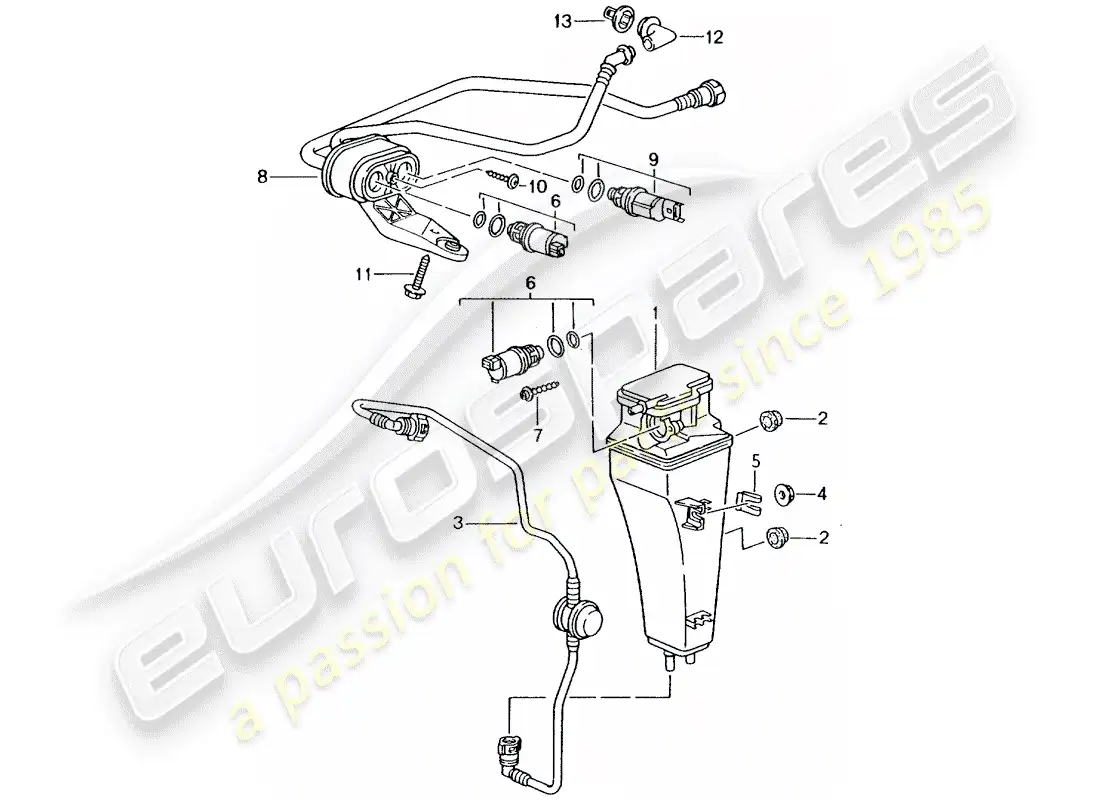 porsche 2001 (996) bote de emisiones evaporativas diagrama de piezas