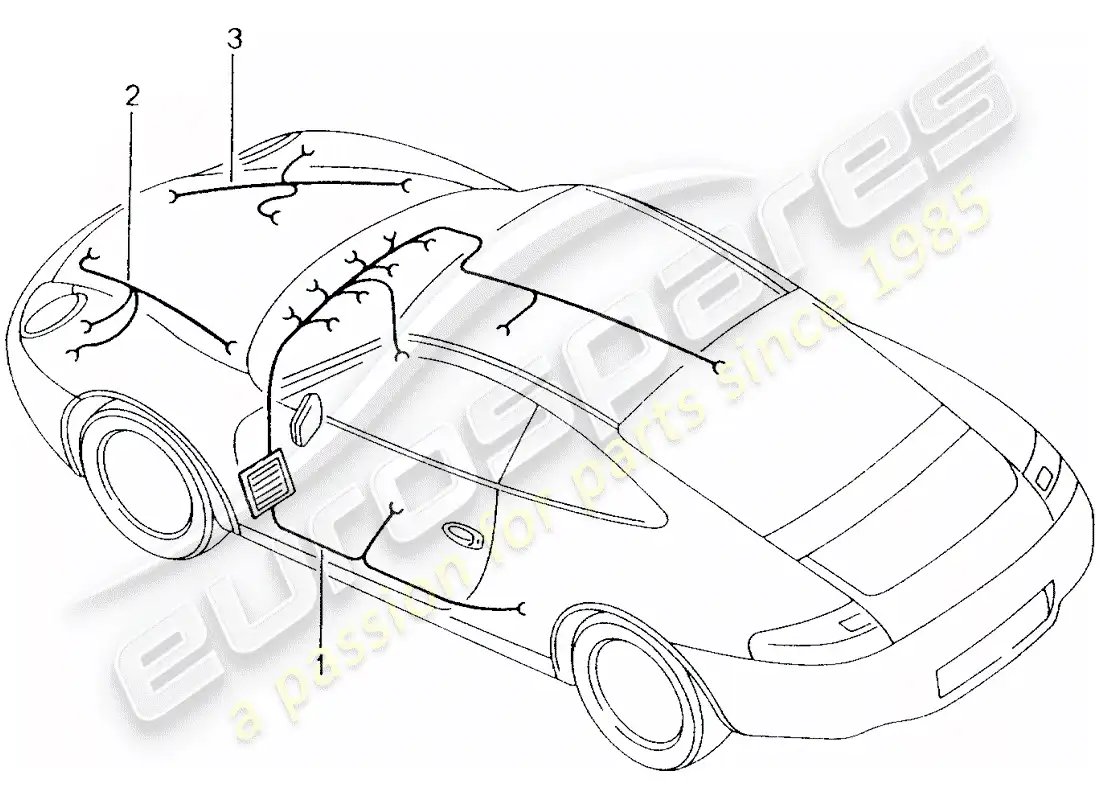 porsche 2005 (996) mazo de cables - habitáculo - guantera - parte delantera - kit de reparación - sistema de freno antibloqueo -abs- - indicador de desgaste de pastillas de freno - eje delantero diagrama de piezas