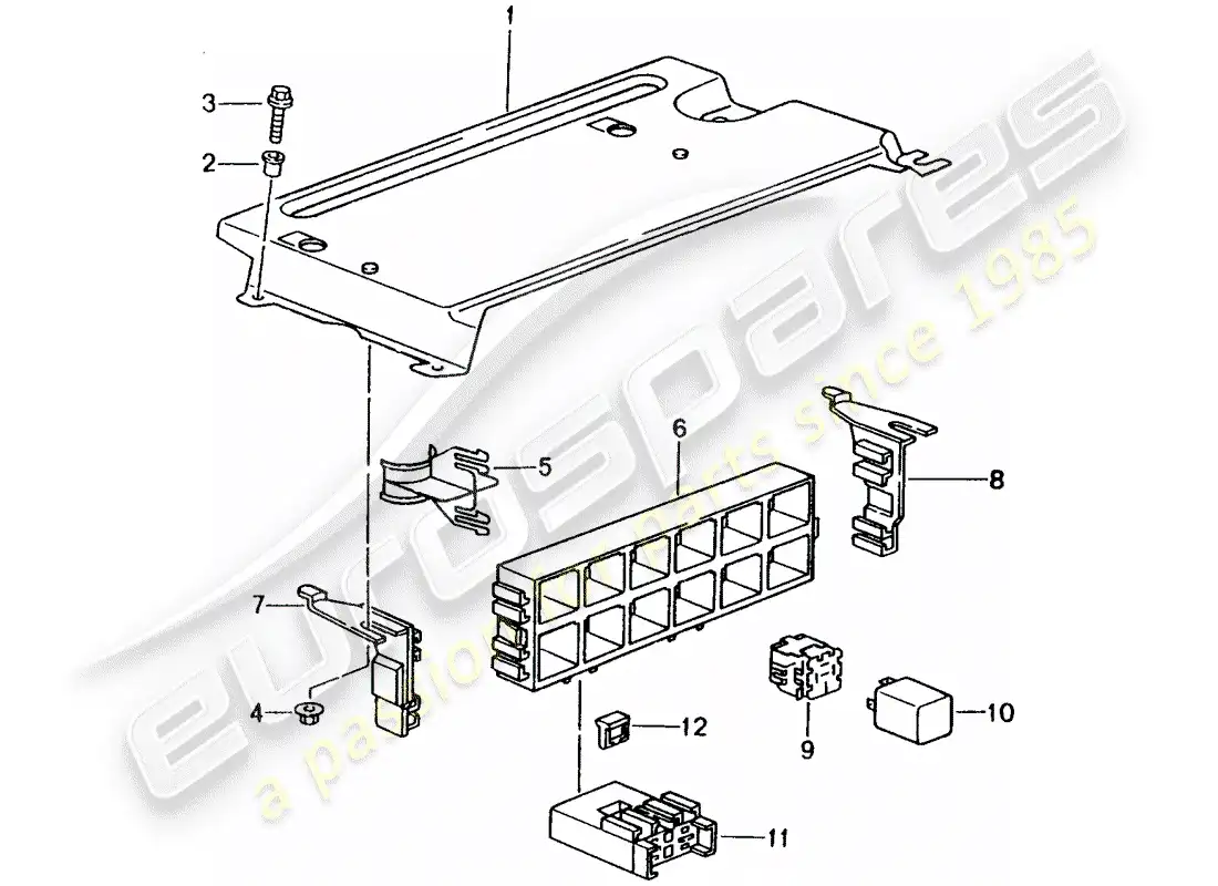 porsche 2005 (996) caja de fusibles/placa de relé - extremo trasero diagrama de piezas