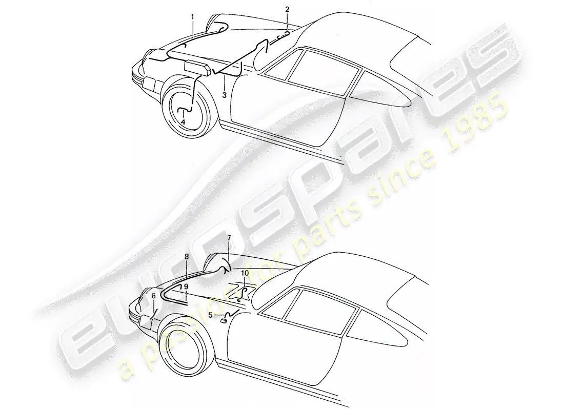 porsche 1987 (911) arneses de cableado - extremo delantero diagrama de piezas