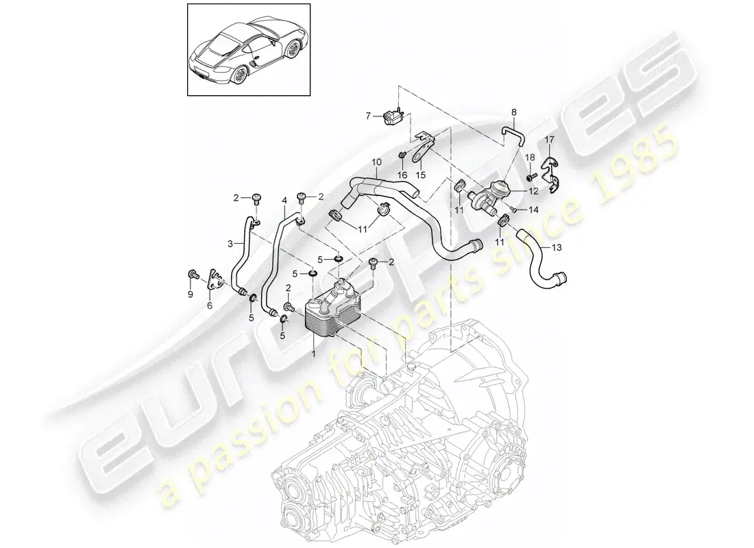 porsche 2012 (987 cayman) - pdk - diagrama de piezas