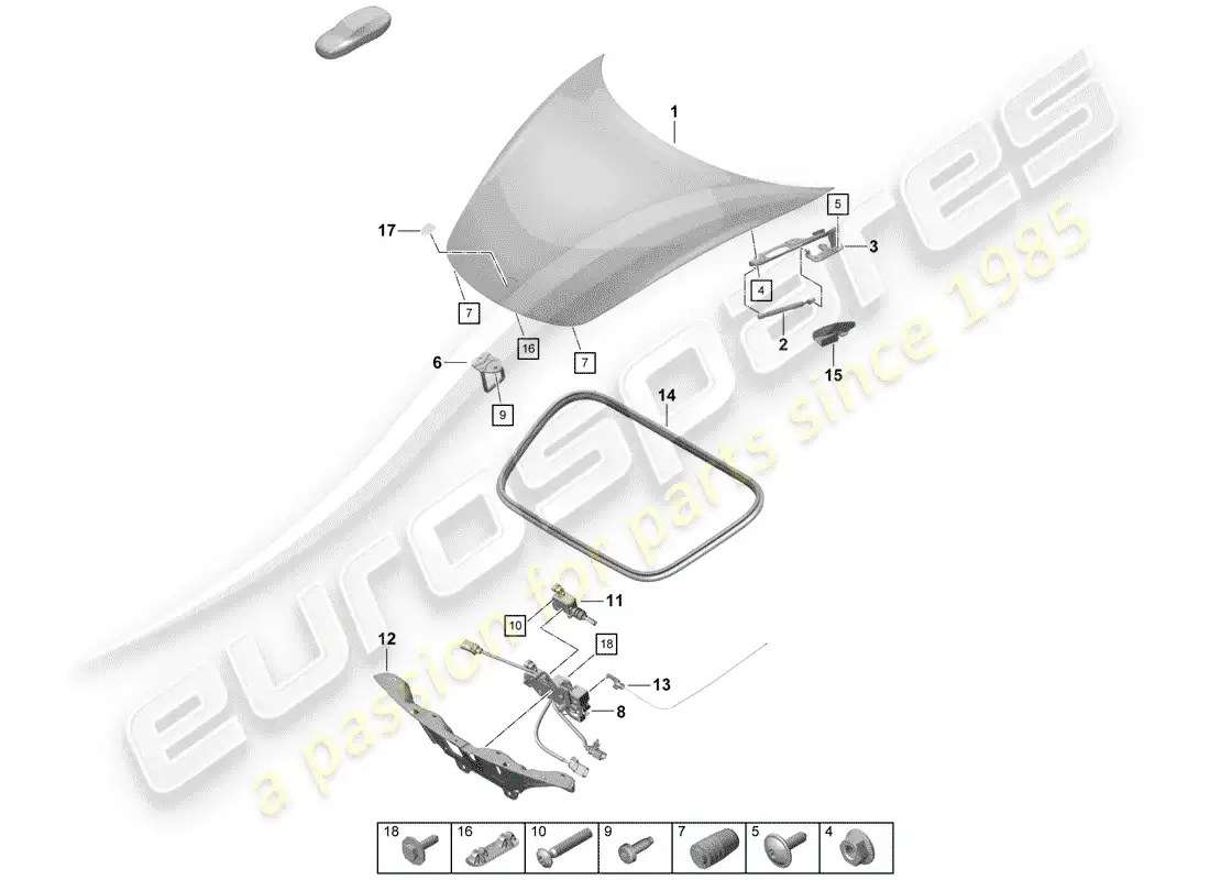 porsche 2019 (718 boxster spyder) cubrir diagrama de piezas