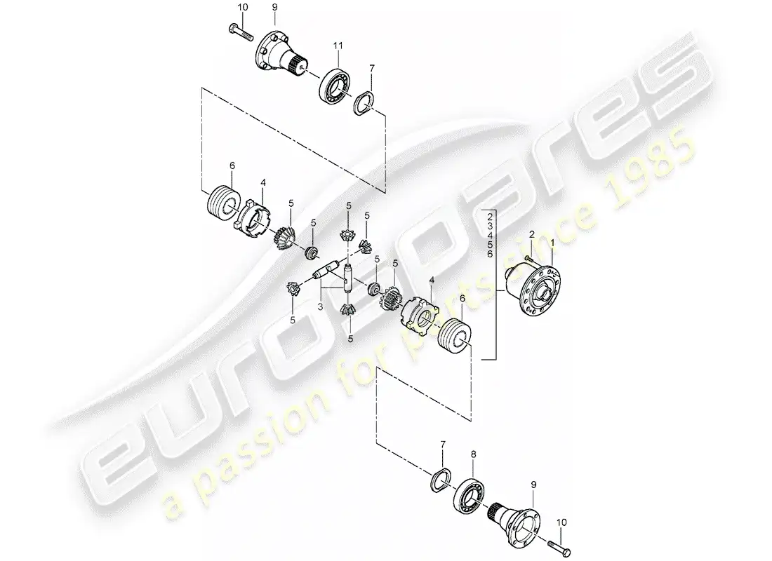 porsche 2005 (996 turbo / gt2) diferencial de deslizamiento limitado diagrama de piezas