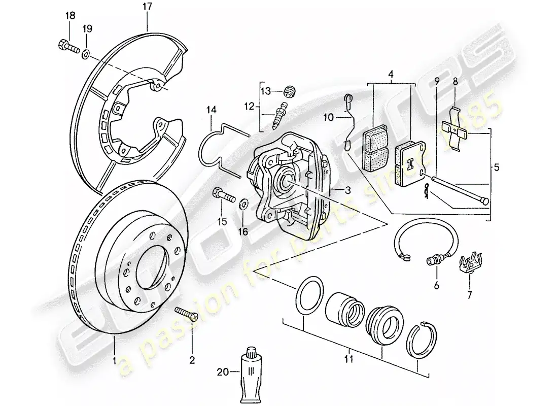 porsche 1990 (944) frenos de disco - eje trasero - d >> - mj 1989 diagrama de piezas