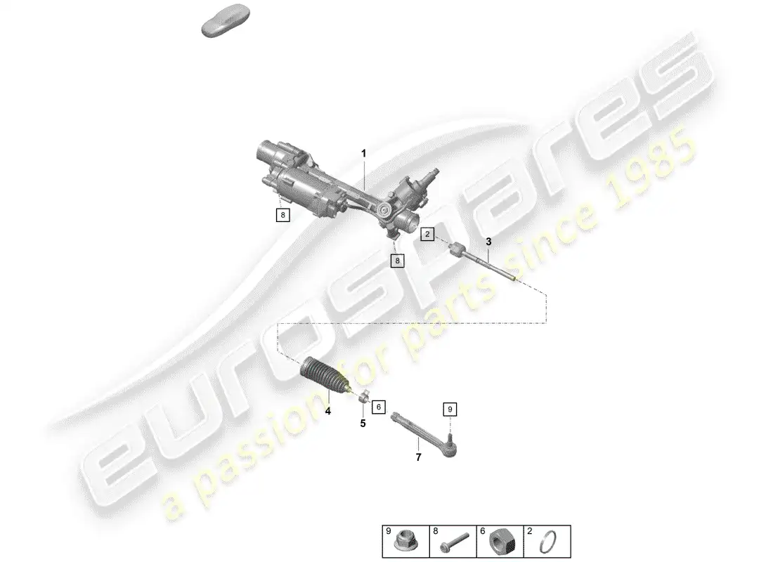 porsche 2019 (718 boxster spyder) aparato de gobierno diagrama de piezas