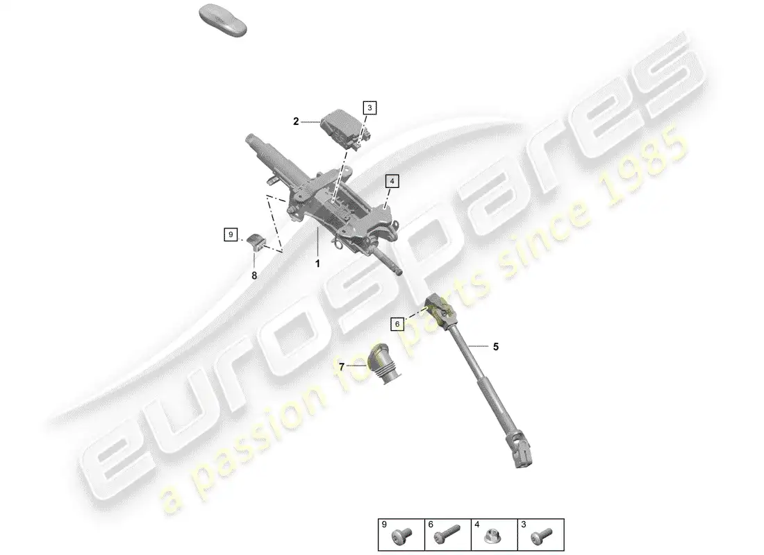 porsche 2019 (718 boxster spyder) columna de dirección diagrama de piezas