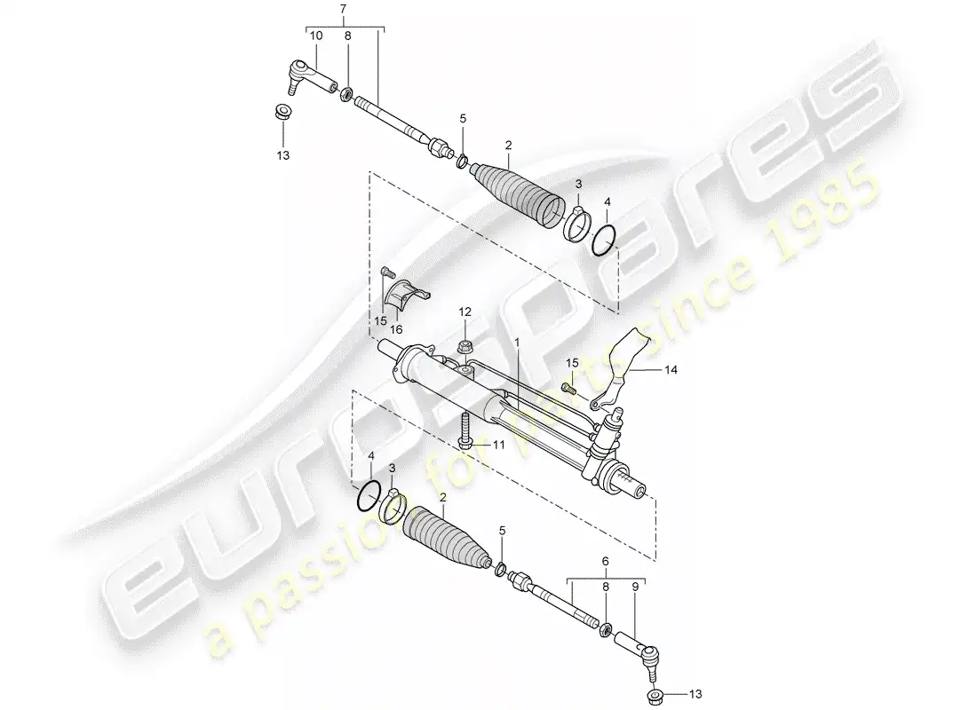 porsche 2007 (cayenne e1 9pa) dirección asistida diagrama de piezas