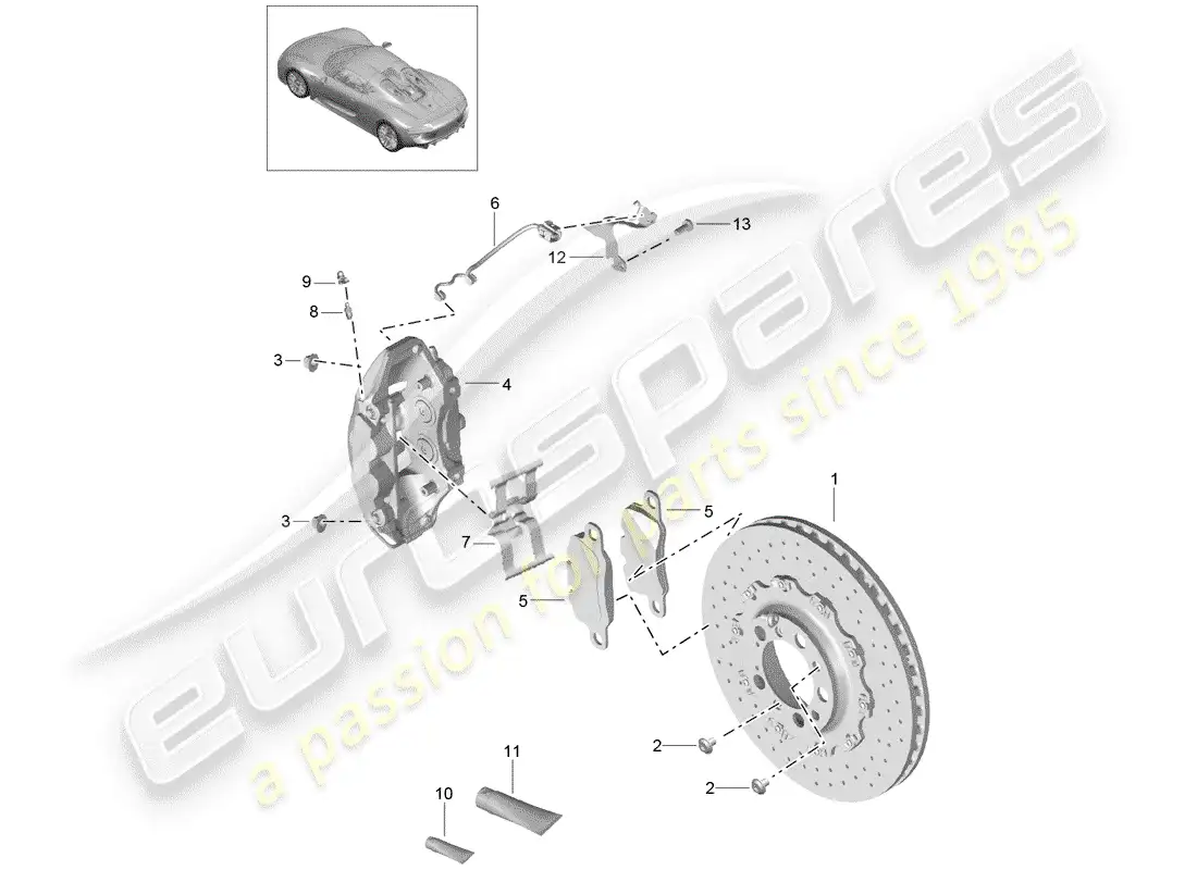 porsche 2015 (918 spyder) frenos de disco diagrama de piezas