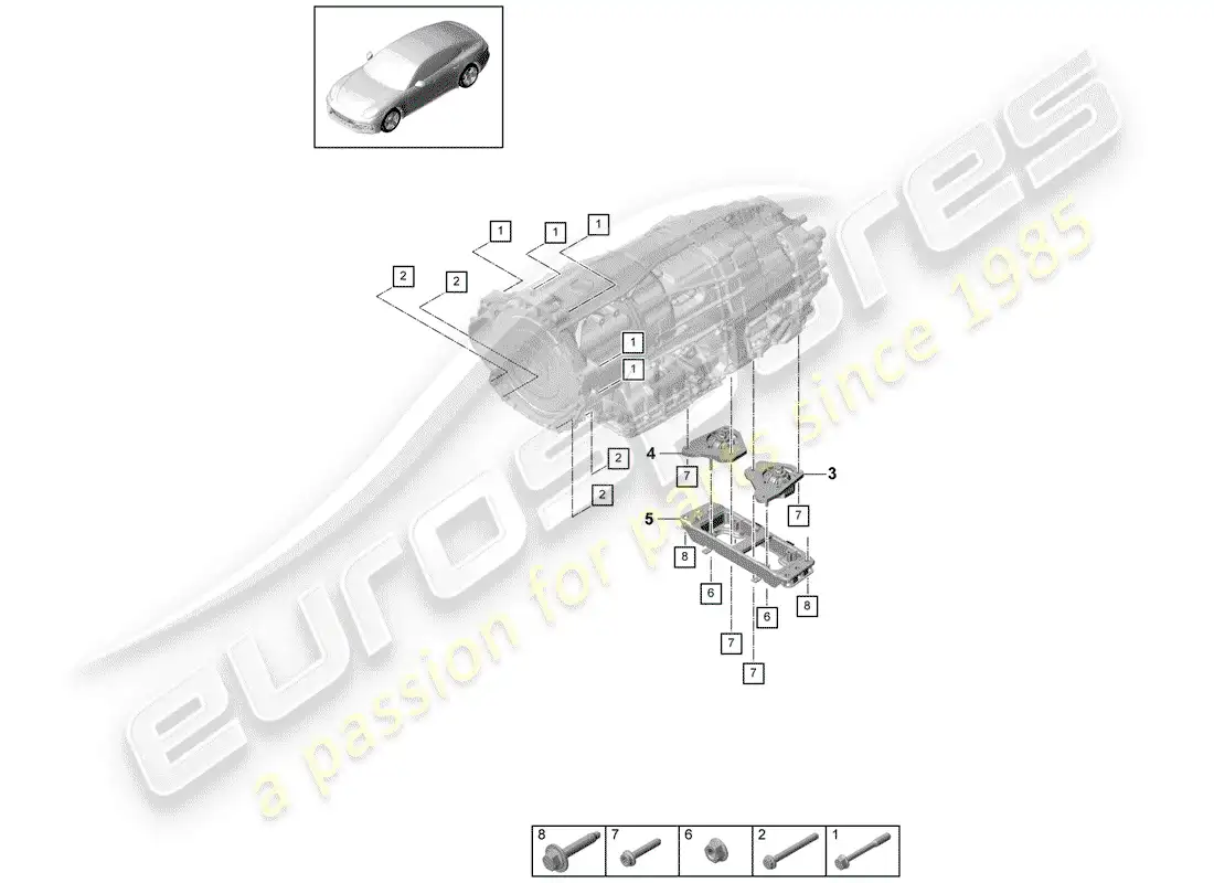 porsche 2017 (panamera 971-1) piezas de montaje para motor y diagrama de piezas