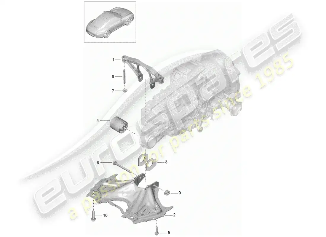porsche 2014 (991-1) suspensión de la transmisión diagrama de piezas