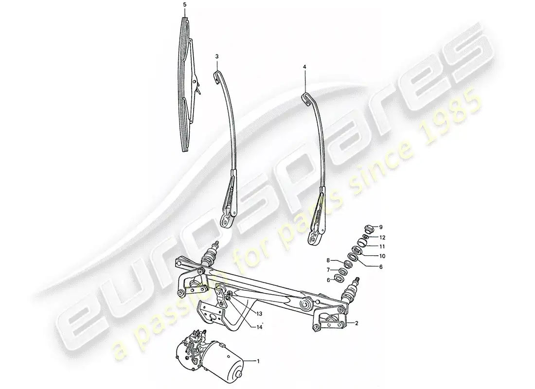 porsche 1977 (911) sistema de limpiaparabrisas diagrama de piezas