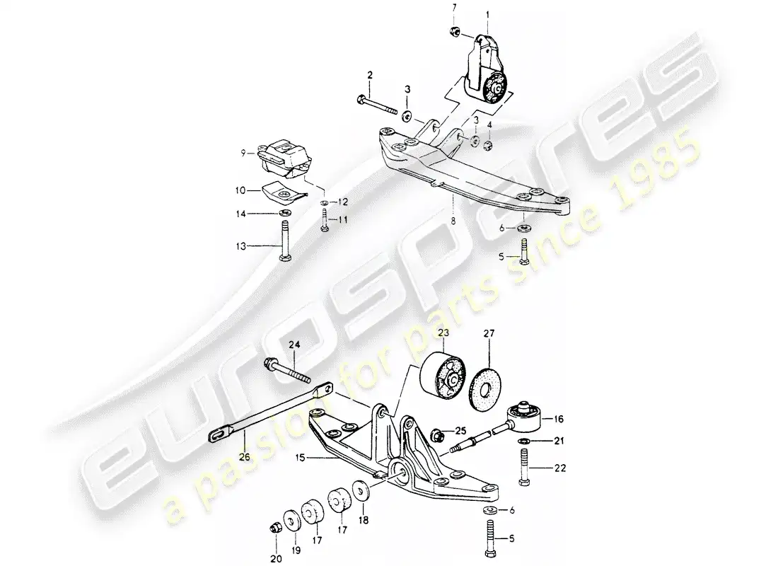 porsche 1989 (964) suspensión de la transmisión diagrama de piezas