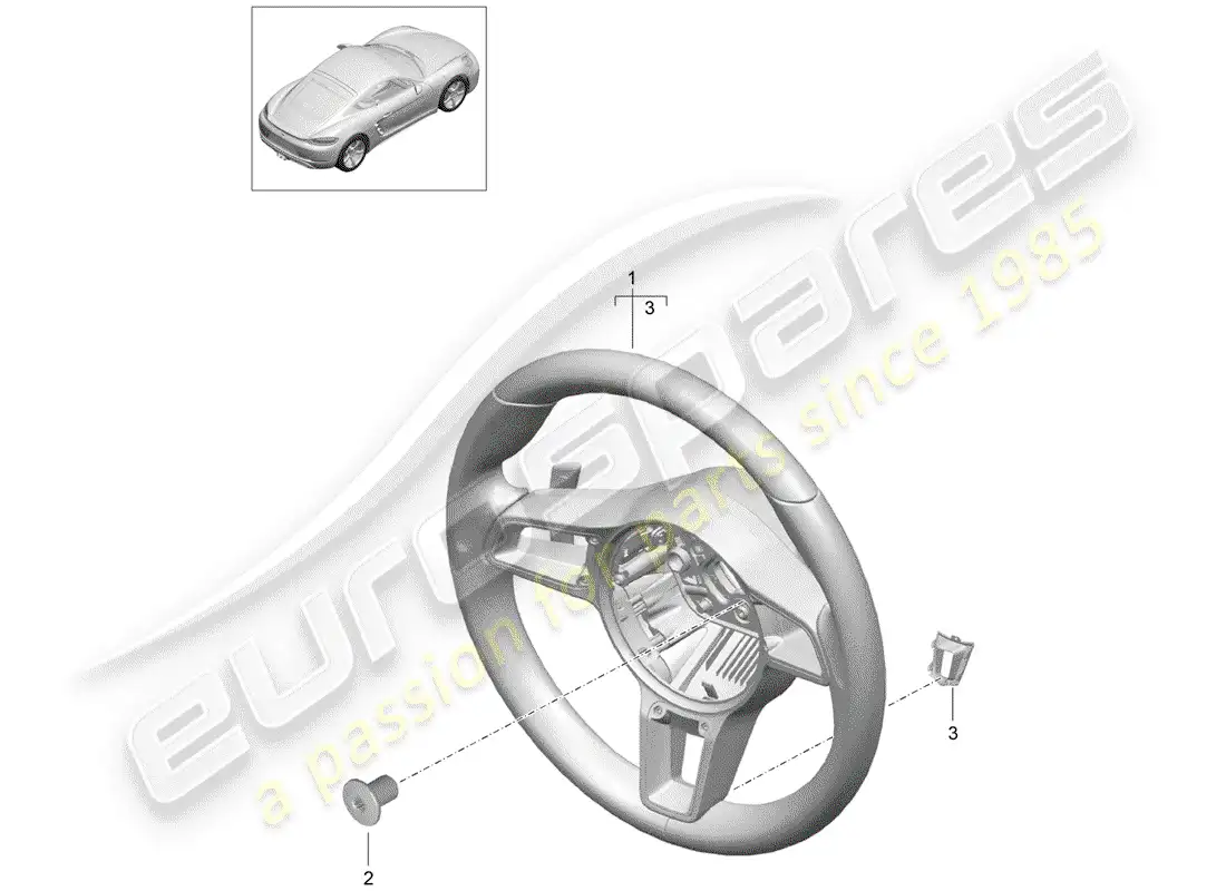 porsche 2020 (718 cayman) volante diagrama de piezas