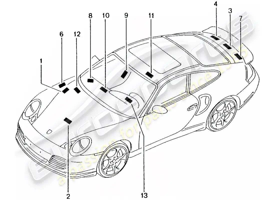 porsche 2004 (996 turbo / gt2) señales/avisos diagrama de piezas