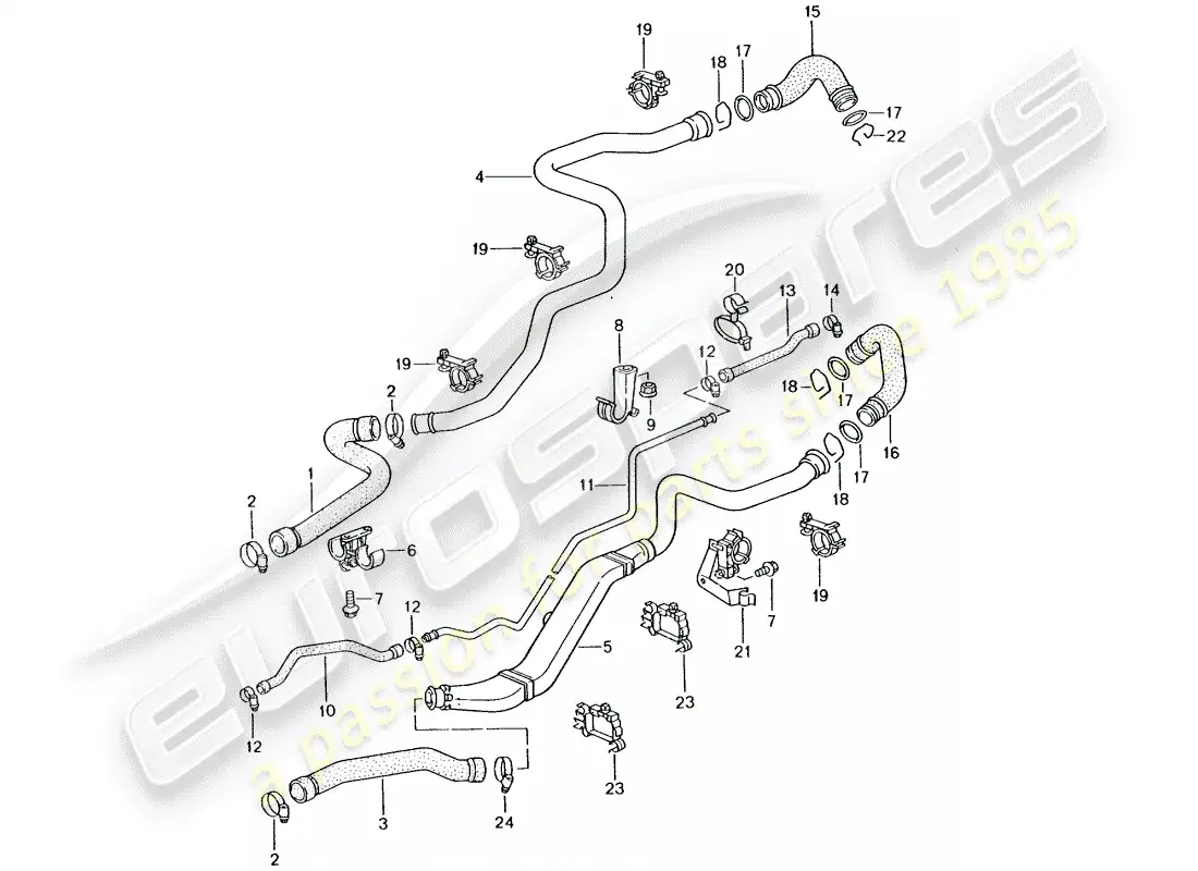 porsche 2004 (996 turbo / gt2) refrigeración por agua 1 diagrama de piezas