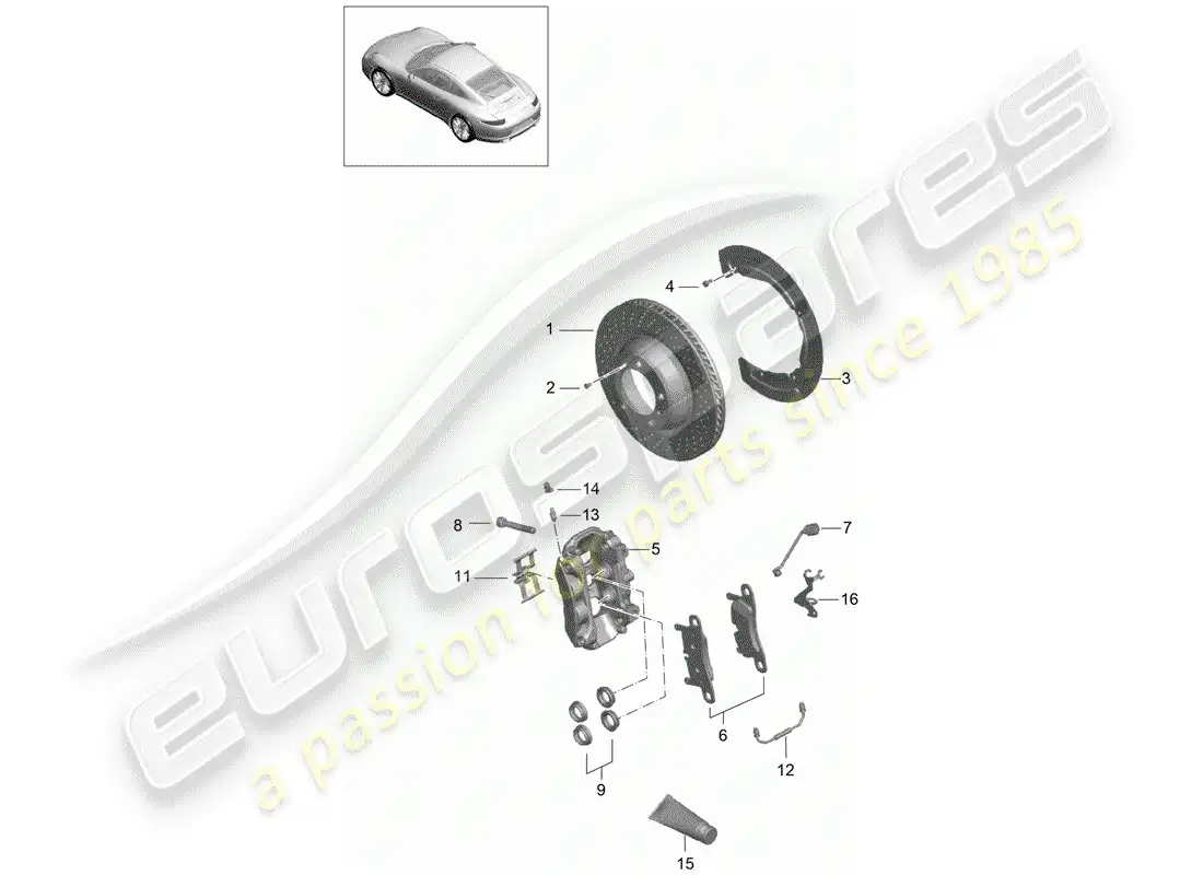 porsche 2013 (991-1) frenos de disco diagrama de piezas