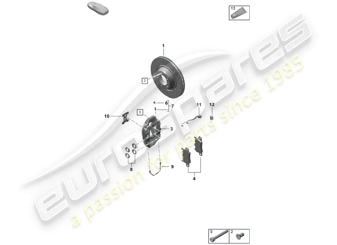 porsche 2020 (718 boxster spyder) frenos de disco diagrama de piezas