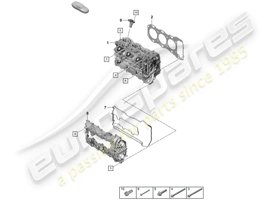 porsche 2019 (718 boxster spyder) cabeza de cilindro diagrama de piezas