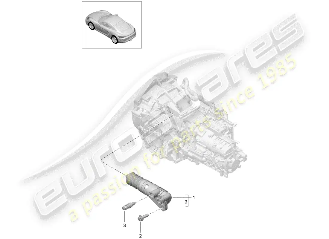porsche 2020 (718 cayman) cilindro esclavo del embrague diagrama de piezas