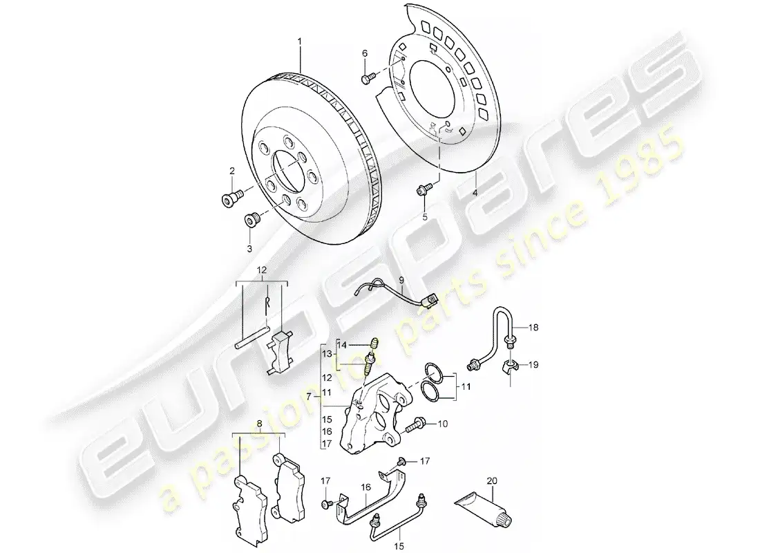 porsche 2003 (cayenne e1 9pa) frenos de disco diagrama de piezas