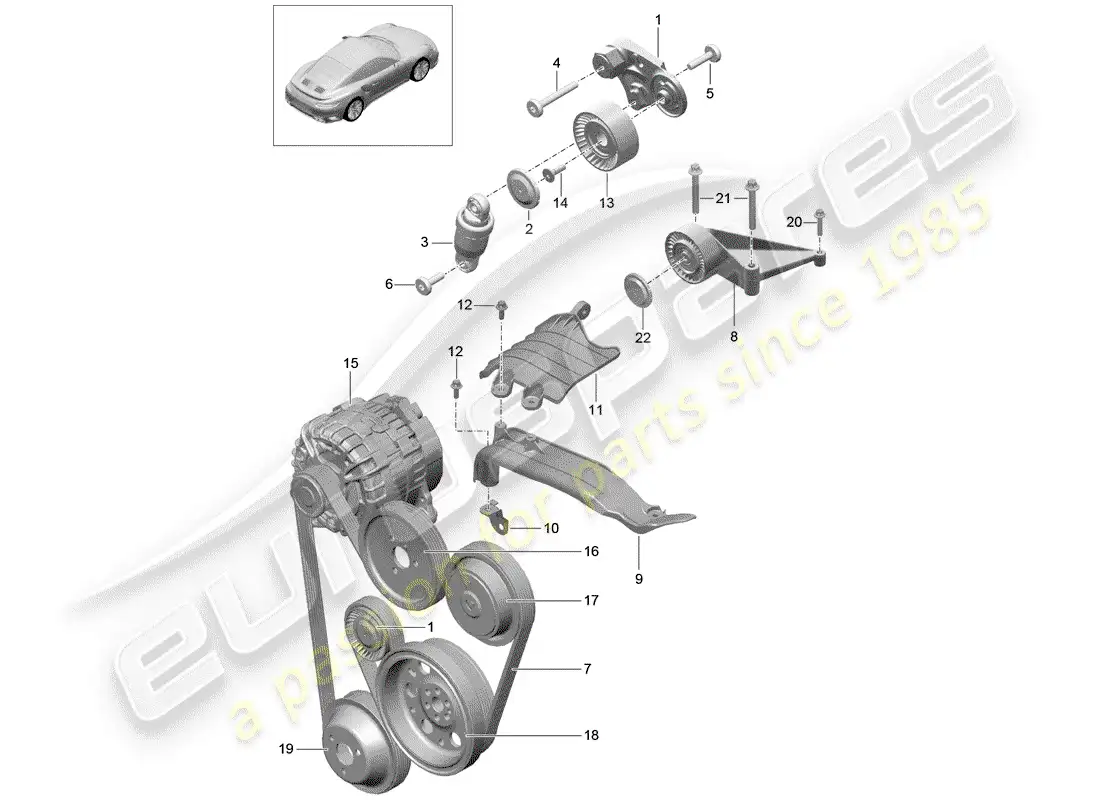 porsche 2016 (991-1 turbo) amortiguador tensor de correa diagrama de piezas