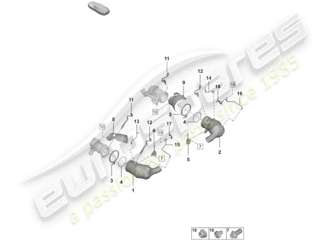 porsche 2019 (992-1) catalizador diagrama de piezas