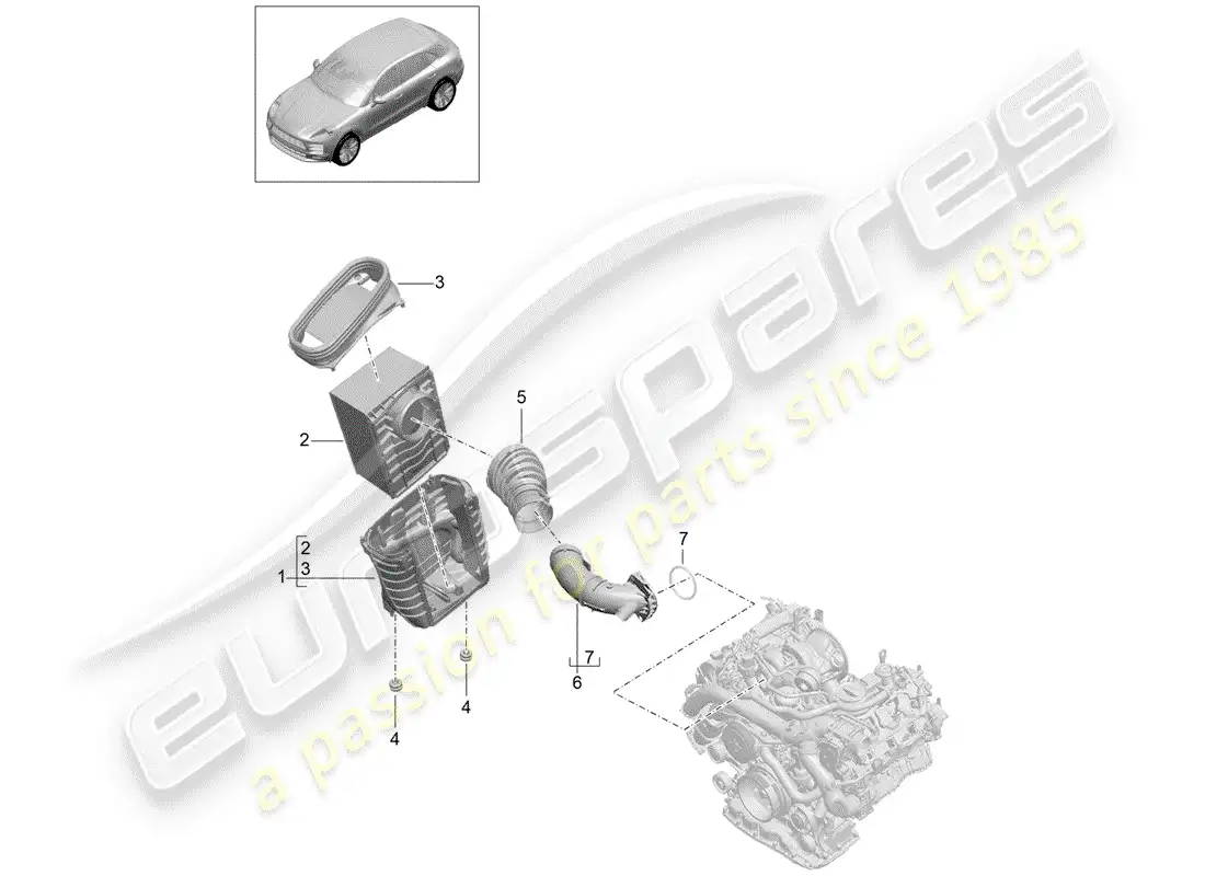 porsche 2020 (macan) filtro de aire diagrama de piezas