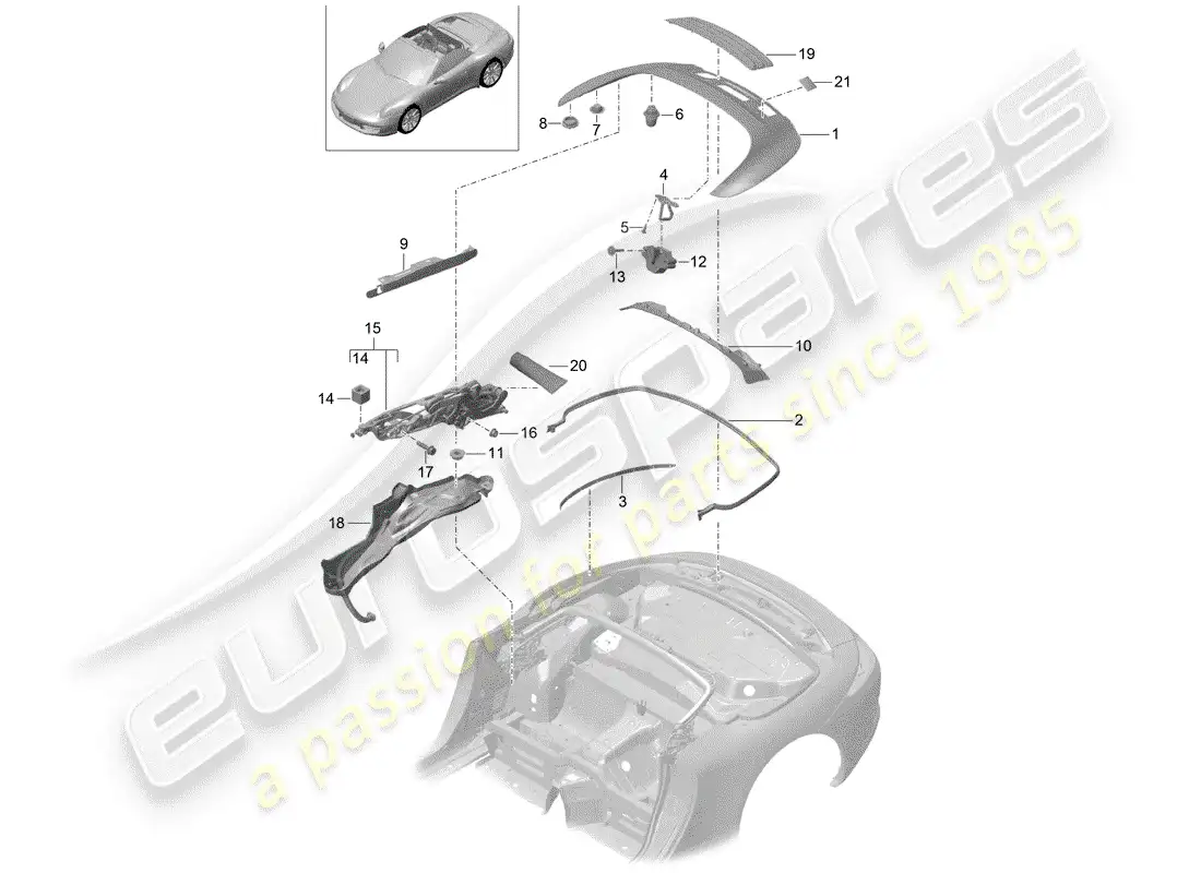 porsche 2016 (991-1) caja de almacenaje superior diagrama de piezas