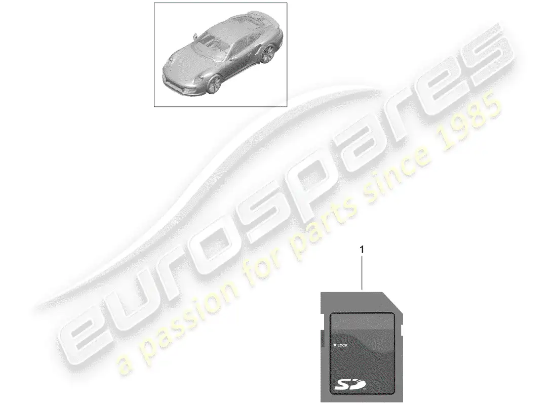 porsche 2016 (991-1 turbo) tarjeta sd diagrama de piezas