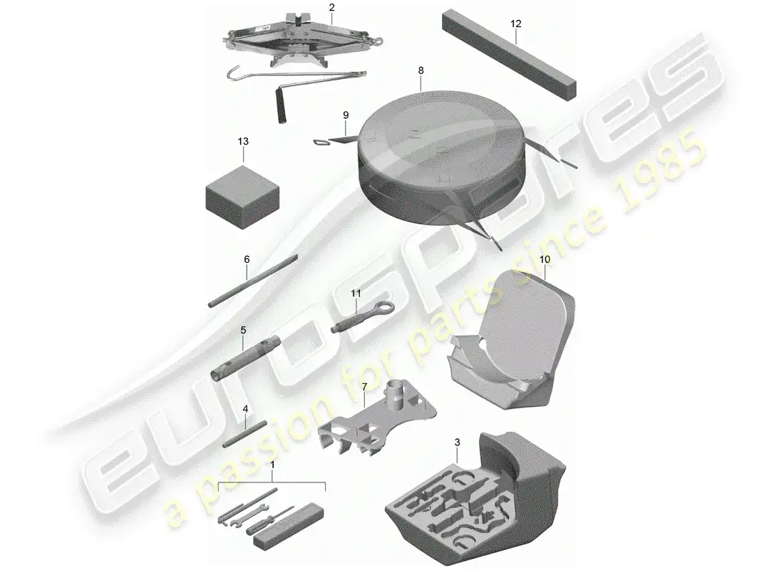 porsche 2016 (981 cayman gt4) diagrama de piezas de la herramienta