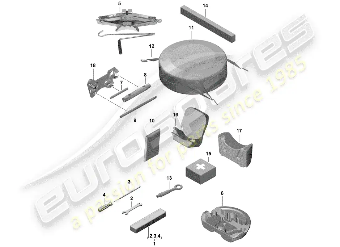 porsche 2020 (718 boxster spyder) herramienta diagrama de piezas